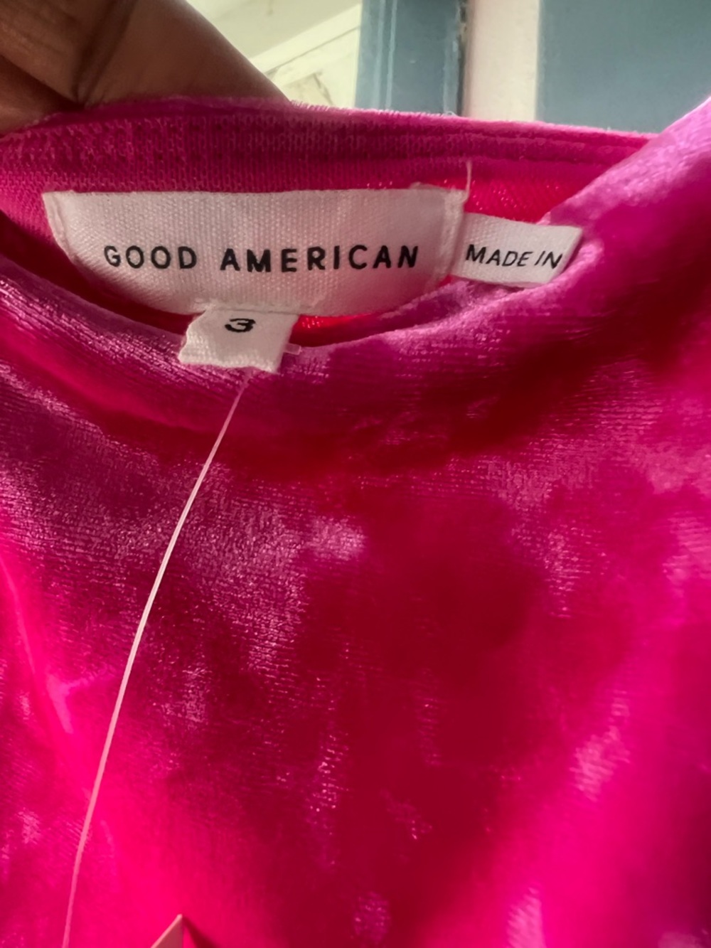 Good American Fuchsia Velvet bodysuit